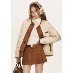 Kroche Reversible Suede Patchwork Padded Fleece Jacket