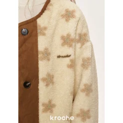 Kroche Reversible Suede Patchwork Padded Fleece Jacket