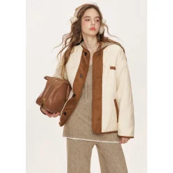 Kroche Reversible Suede Patchwork Padded Fleece Jacket