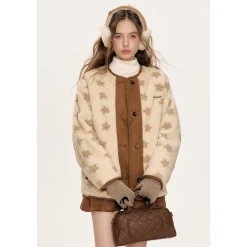 Kroche Reversible Suede Patchwork Padded Fleece Jacket