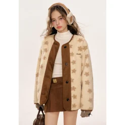 Kroche Reversible Suede Patchwork Padded Fleece Jacket