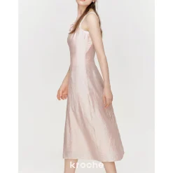 Kroche Rose Lace Up Waisting Halter Dress
