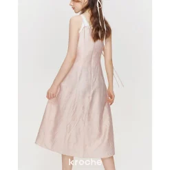 Kroche Rose Lace Up Waisting Halter Dress