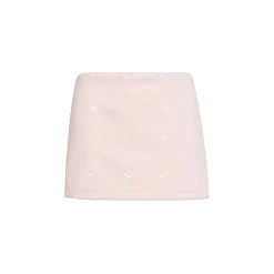 Kroche Rose Printed A-Line Casual Skirt Pink