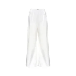 Kroche Silky Elastic-Waist Wide Leg Pants White