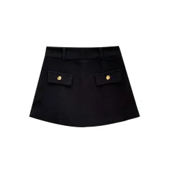 Kroche Split Cutting High Waist Shorts Black