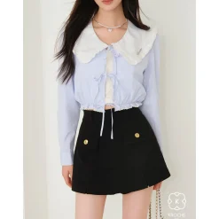 Kroche Split Cutting High Waist Shorts Black