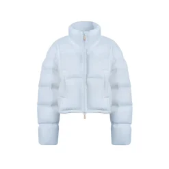 Kroche Stand Collar Short Down Jacket Blue