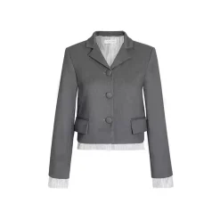 Kroche Striped Patchwork Short Suit Jacket Gray