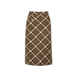 Kroche Vintage Checked Long Woolen A-Line Skirt