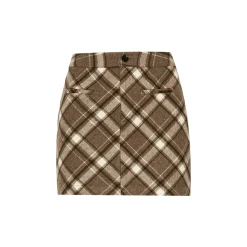 Kroche Vintage Checked Short Woolen A-Line Skirt