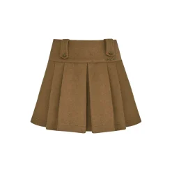 Kroche Vintage Woolen Pleated Skirt Brown