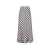 Kroche Wrinkle Hem High Waist Plaid Long Skirt