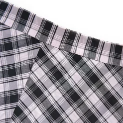 Kroche Wrinkle Hem High Waist Plaid Long Skirt