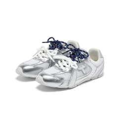 Laber Three Dual-Tone Lace-Up Running Sneaker Sliver