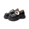 Laber Three Platform Thick-Soled Metal Loafer Black