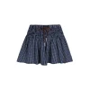 Liilou A-Line Plaid Elastic-Waist Skirt Navy Blue