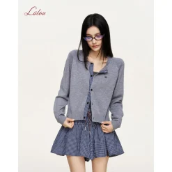 Liilou A-Line Plaid Elastic-Waist Skirt Navy Blue