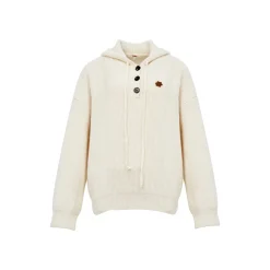 Liilou Casual Oversized Hooded Knit Sweater Cream