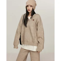Liilou Casual Oversized Hooded Sweater Oat
