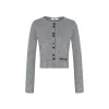 Liilou Chain Embroidery Woolen Knit Cardigan Gray