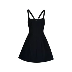 Liilou Contrast Color Lace Backless Slip Dress Black