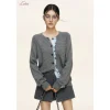 Liilou Contrast Color Stringy Selvedge Woolen Knit Cardigan