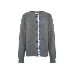 Liilou Contrast Color Stringy Selvedge Woolen Knit Cardigan