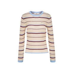 Liilou Contrast Color Striped Woolen Knit Top