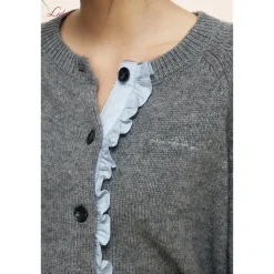 Liilou Contrast Color Stringy Selvedge Woolen Knit Cardigan