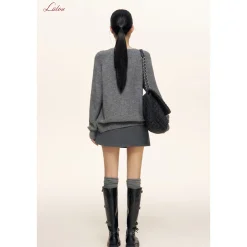 Liilou Contrast Color Stringy Selvedge Woolen Knit Cardigan
