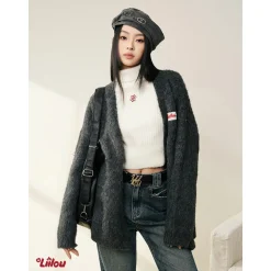 Liilou Cozy Woolen Knit Oversized Cardigan