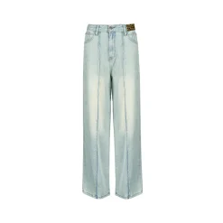 Liilou Distressed Raw Edge Split Wide-Leg Jeans