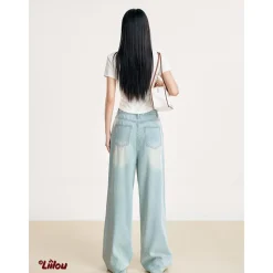 Liilou Distressed Raw Edge Split Wide-Leg Jeans
