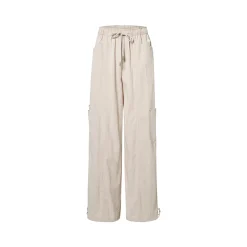 Liilou Drawstring Lace-Up Wide-Leg Cargo Pants Apricot