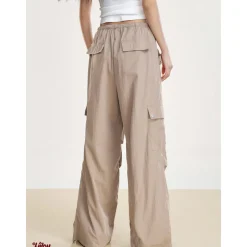 Liilou Drawstring Multi-Pockets Wide-Leg Cargo Pants