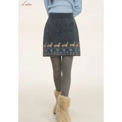 Liilou Fair Isle Jacquard Woolen Knit Skirt