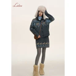 Liilou Fair Isle Jacquard Woolen Knit Skirt