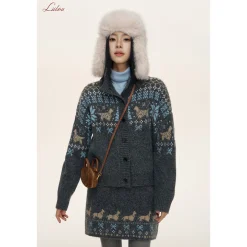 Liilou Fair Isle Jacquard Woolen Knit Skirt