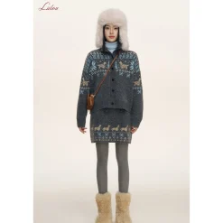 Liilou Fair Isle Jacquard Woolen Knit Skirt