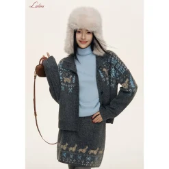 Liilou Fair Isle Jacquard Woolen Knit Skirt