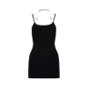 Liilou Fake-2-Piece Halter Waisted Slip Dress Black