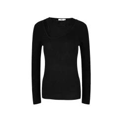 Liilou Fake-2-Piece Irregular Off-Shoulder Knit Top Black