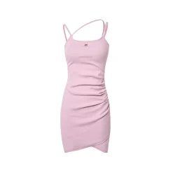 Liilou Irregular Hem Waisted Wrap Hip Slip Dress Purple