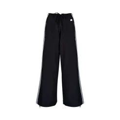 Liilou Lace Edge Patchwork Wide-Leg Pants Black