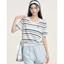 Liilou Lace-Up Elastic-Waist Denim Shorts Light Blue