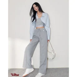 Liilou Relaxed Lightweight Mid Rise Casual Pants