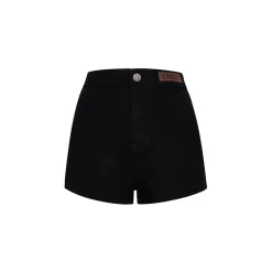 Liilou Retro High Waist A-Line Denim Shorts Black