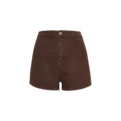 Liilou Retro High Waist A-Line Denim Shorts Brown
