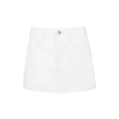 Liilou Retro Washed Denim Short Skirt White